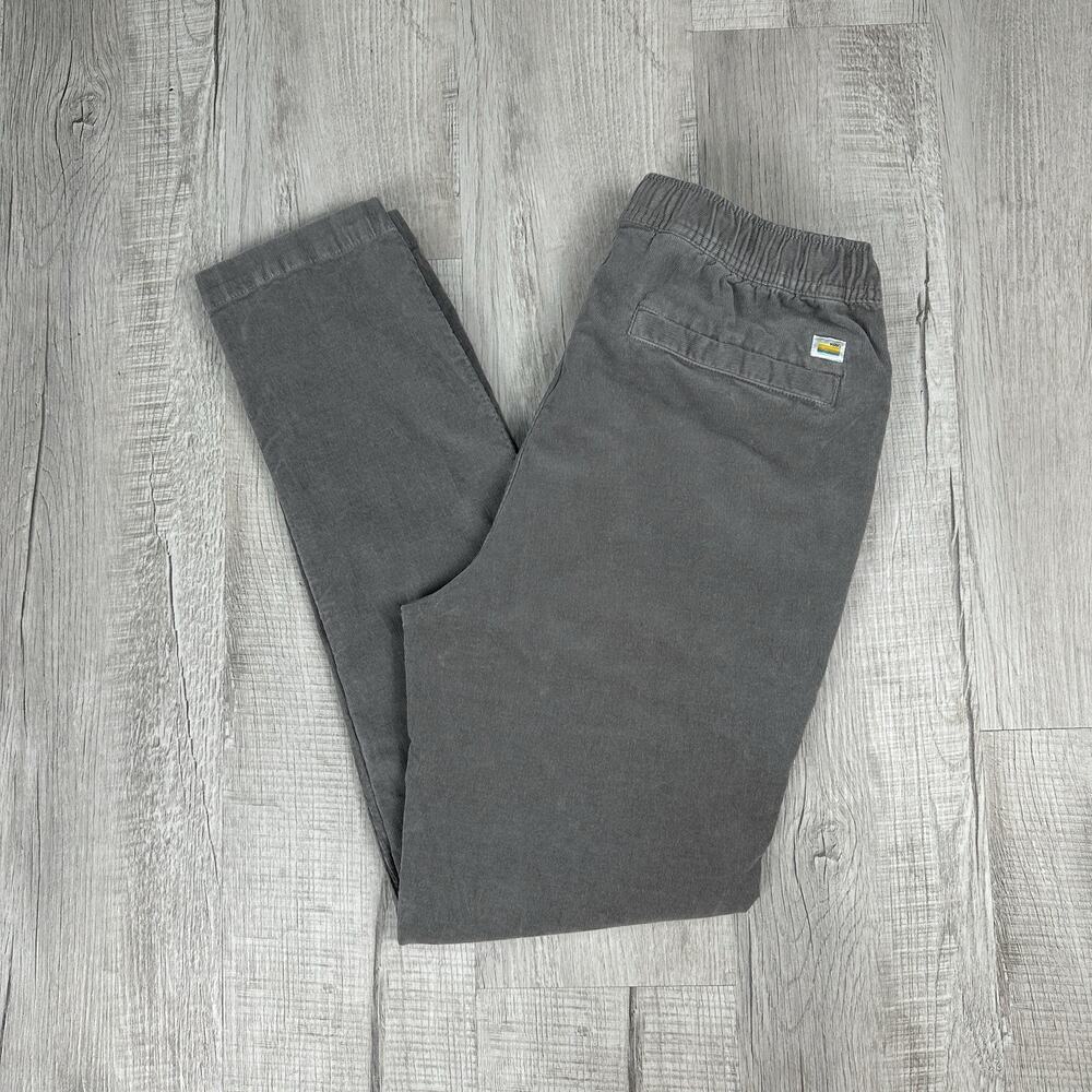 Vuori Corduroy Optimist Pants Mens Medium Gray Straight Elastic Waist Drawstring